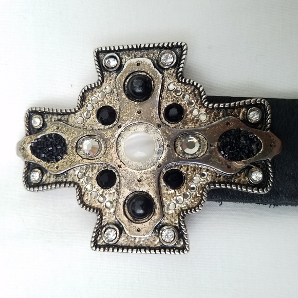 Leatherock Belt Cross Buckle Swarovski Crystals - Picture 4 of 8